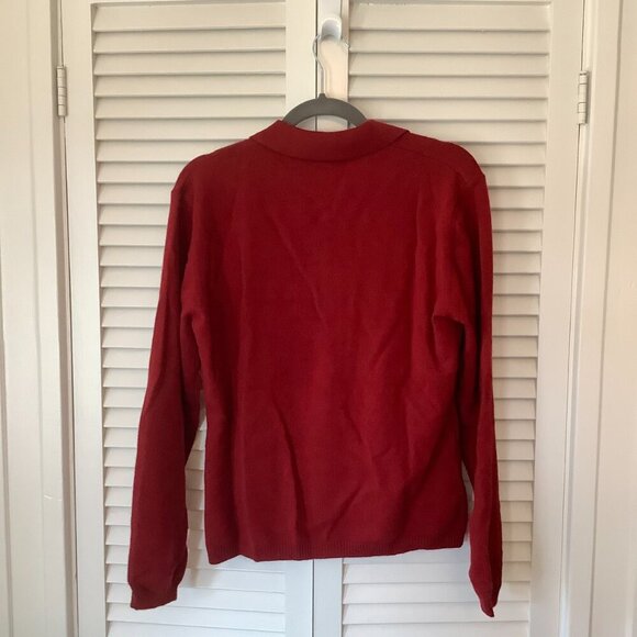 Edinburgh Woollen Mill women's cashmere sweater henley polo red large - Picture 4 of 5